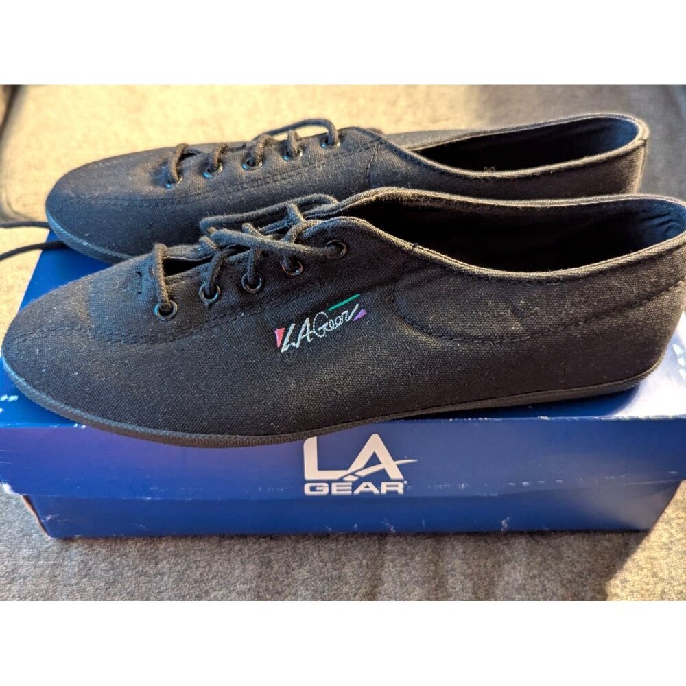 LA Gear Womens Black Canvas Lifestyle Casual Shoes Size 9.5